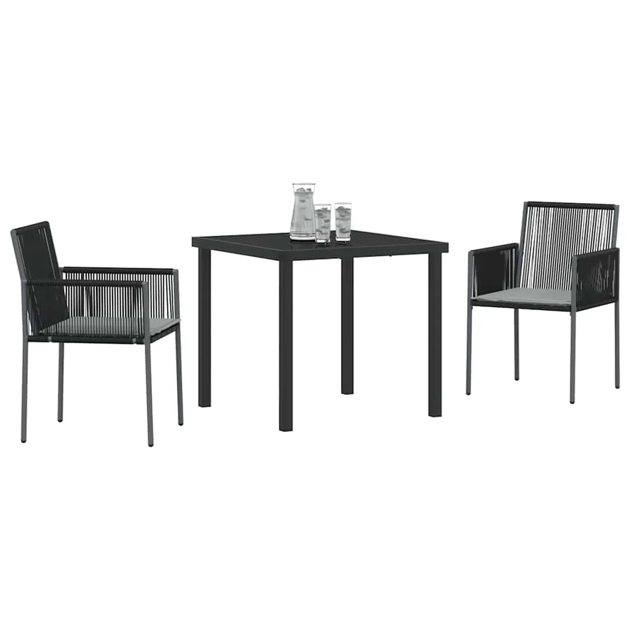 Ensemble de salle à manger pour jardin 3 pcs Noir Rotin PE - 3