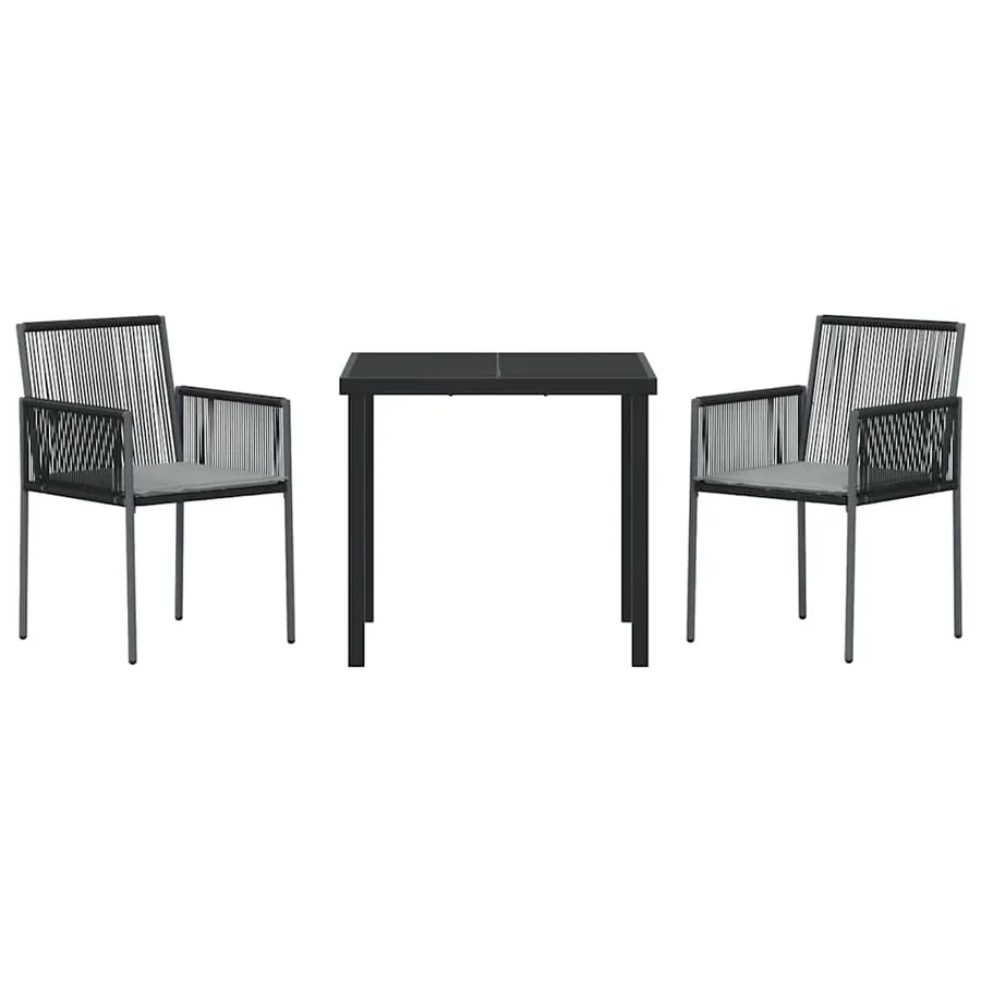 Ensemble de salle à manger pour jardin 3 pcs Noir Rotin PE - 7