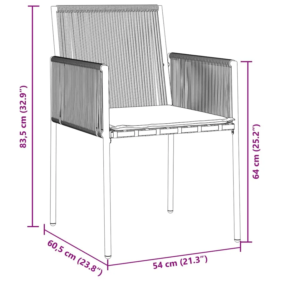 Ensemble de salle à manger pour jardin 3 pcs Noir Rotin PE - 8