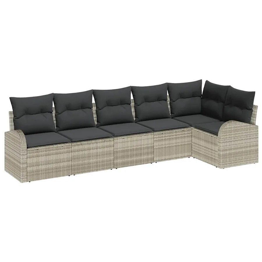 Ensemble de canapé de jardin 6 pcs Gris clair Poly rotin - 2