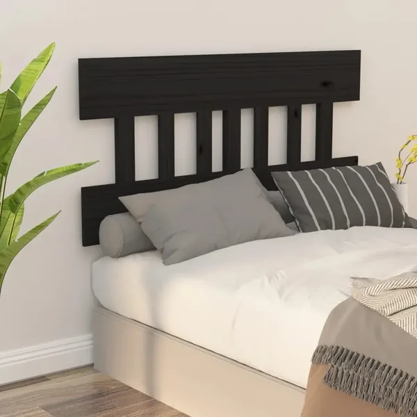 Tête de lit Noir 183,5x3x81 cm Bois massif de pin
