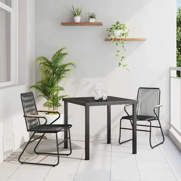 Ensemble de salle à manger pour jardin 3 pcs Noir