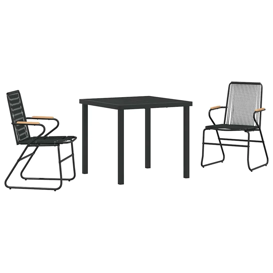 Ensemble de salle à manger pour jardin 3 pcs Noir - 2