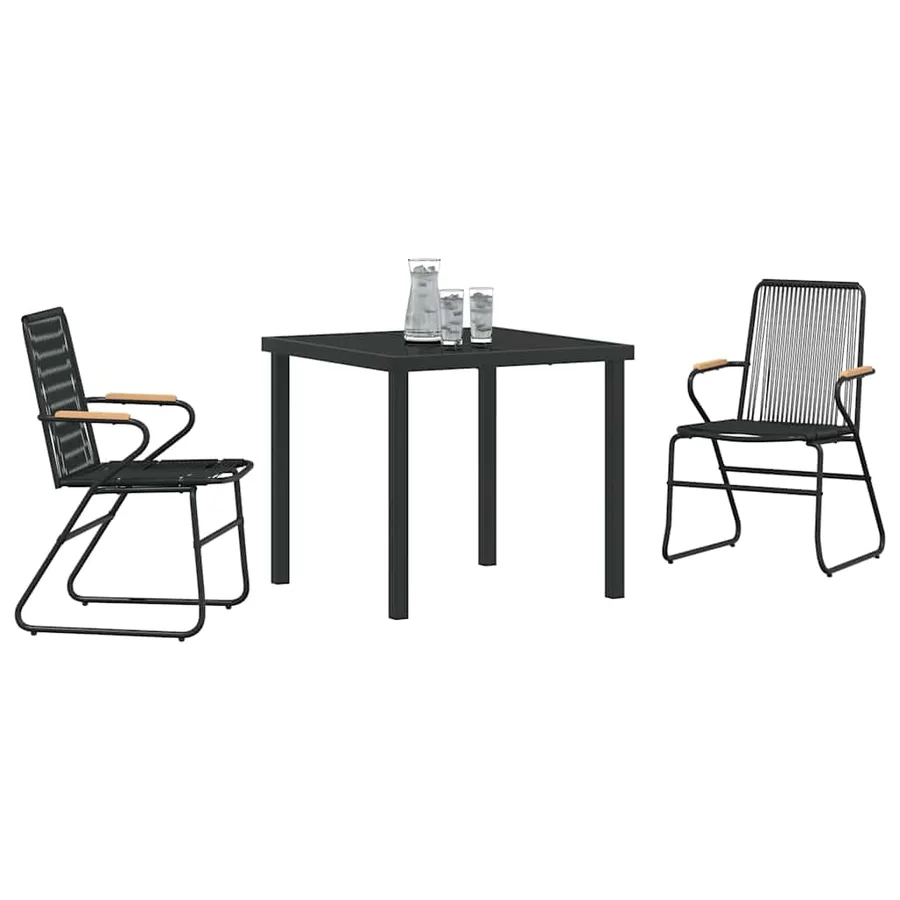 Ensemble de salle à manger pour jardin 3 pcs Noir - 3