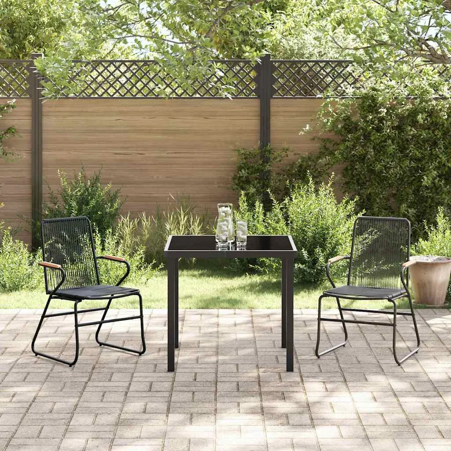 Ensemble de salle à manger pour jardin 3 pcs Noir - 4