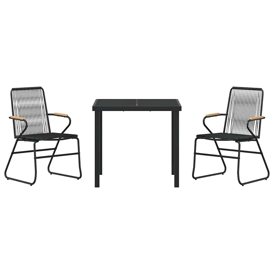Ensemble de salle à manger pour jardin 3 pcs Noir - 7