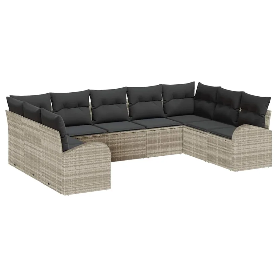 Ensemble de Canapés avec coussin Gris clair Poly Rattan - 2