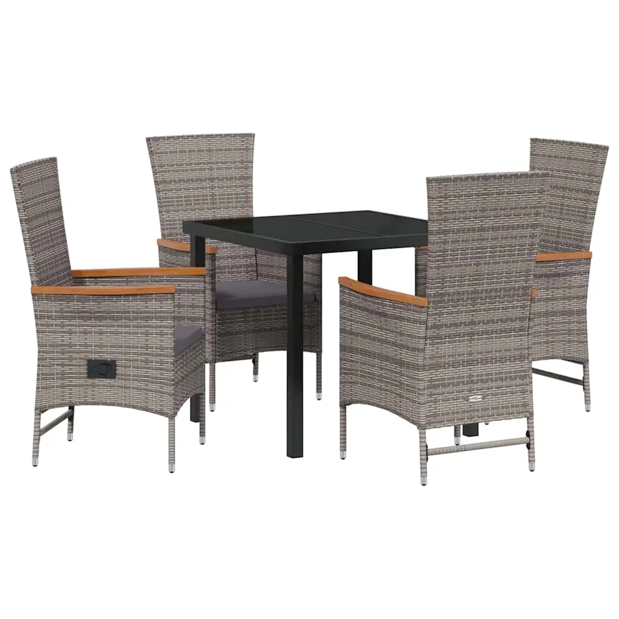 Ensemble de salle à manger pour jardin avec coussin 5 pcs Gris - 2