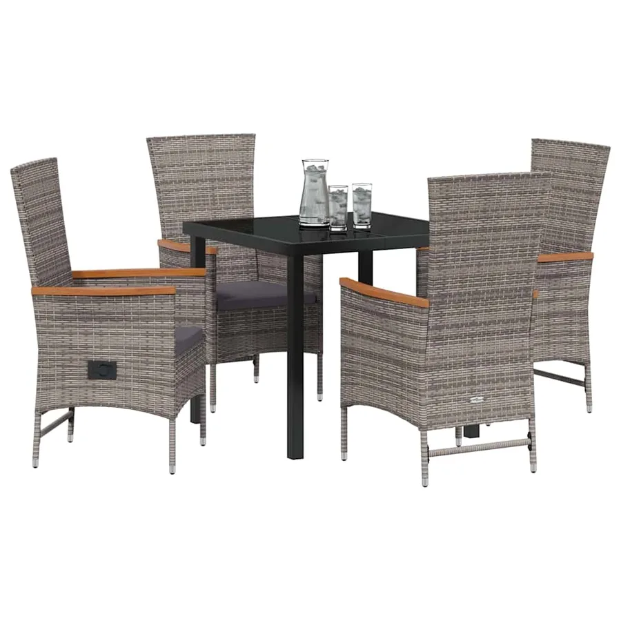 Ensemble de salle à manger pour jardin avec coussin 5 pcs Gris - 3