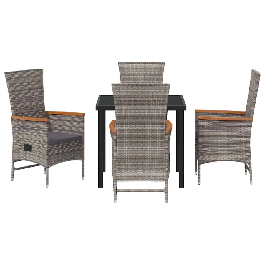 Ensemble de salle à manger pour jardin avec coussin 5 pcs Gris - 7