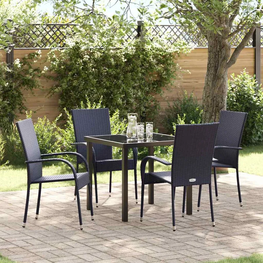 Ensemble de salle à manger pour jardin 5 pcs Noir