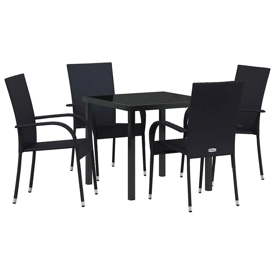 Ensemble de salle à manger pour jardin 5 pcs Noir - 2