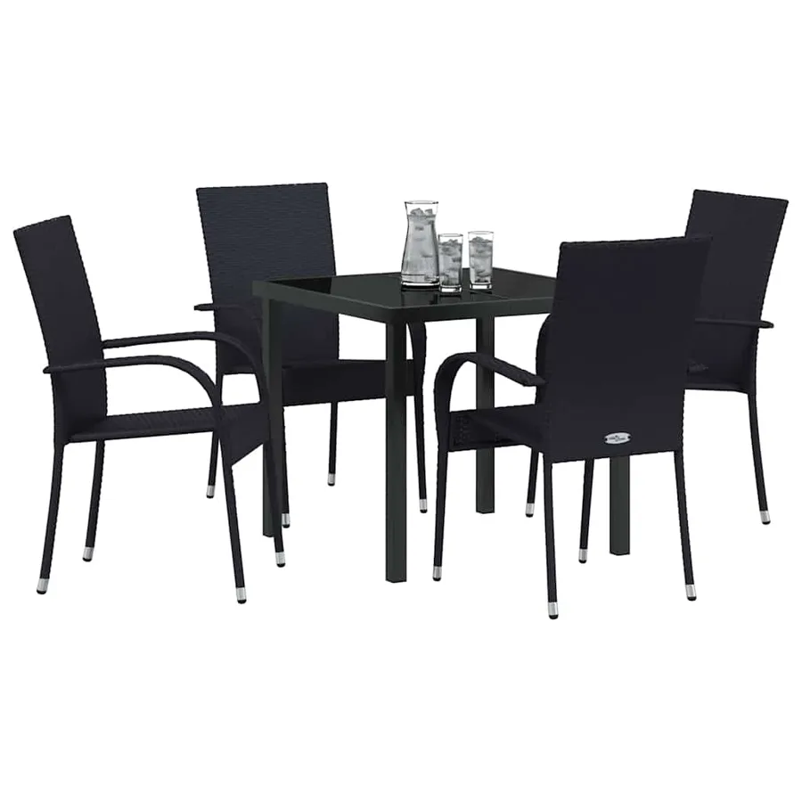 Ensemble de salle à manger pour jardin 5 pcs Noir - 3