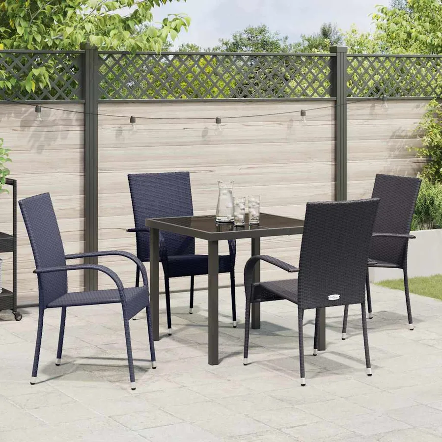 Ensemble de salle à manger pour jardin 5 pcs Noir - 4