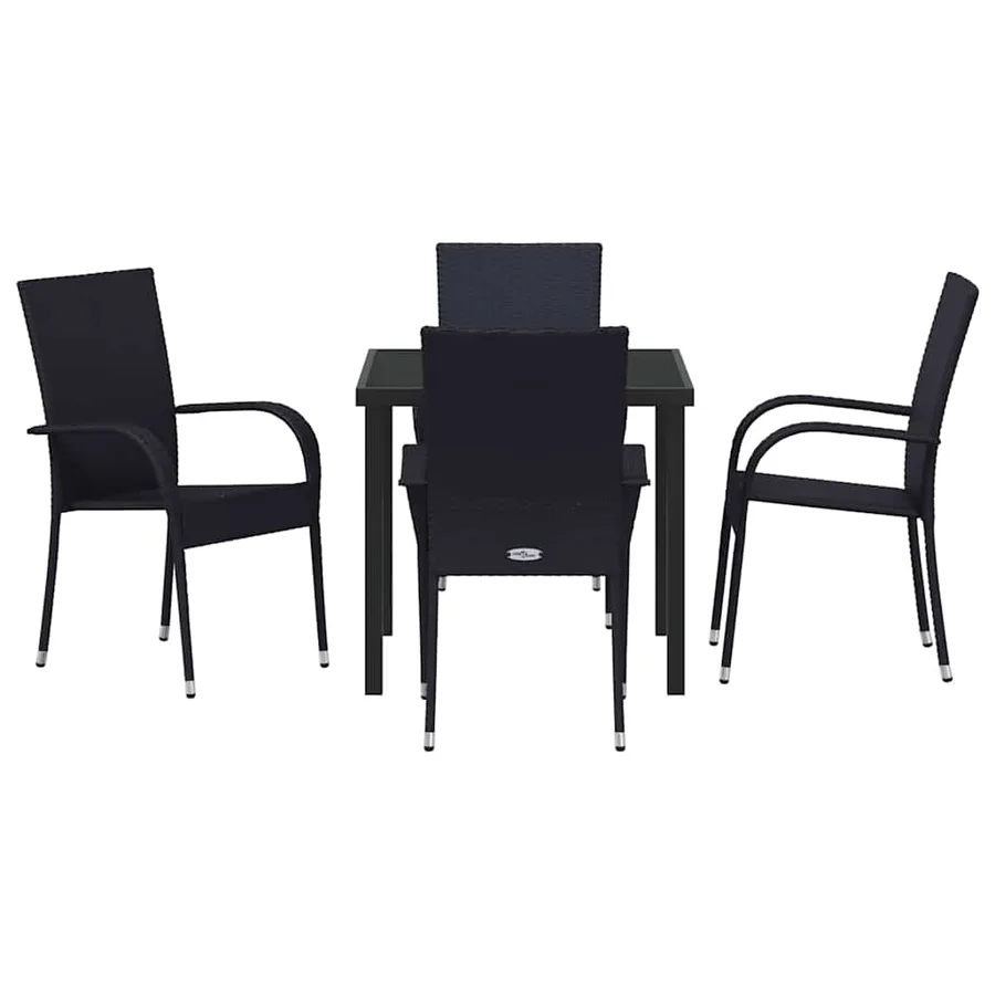 Ensemble de salle à manger pour jardin 5 pcs Noir - 7