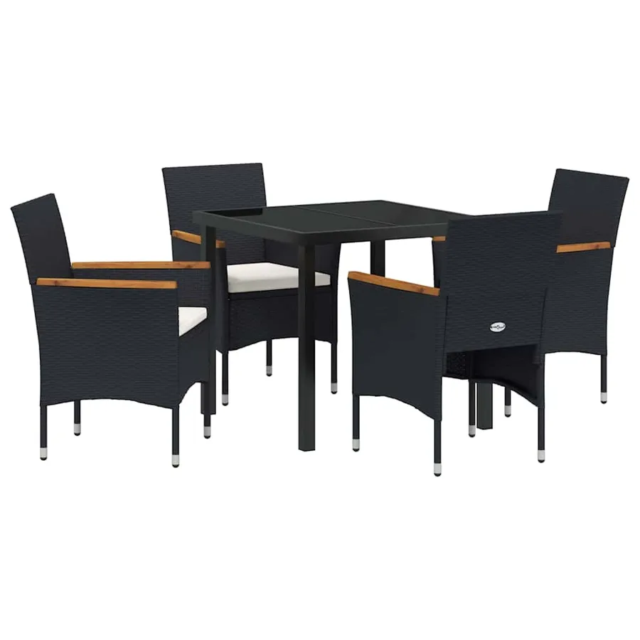 Ensemble de salle à manger pour jardin 5 pcs Noir polyrotin - 2