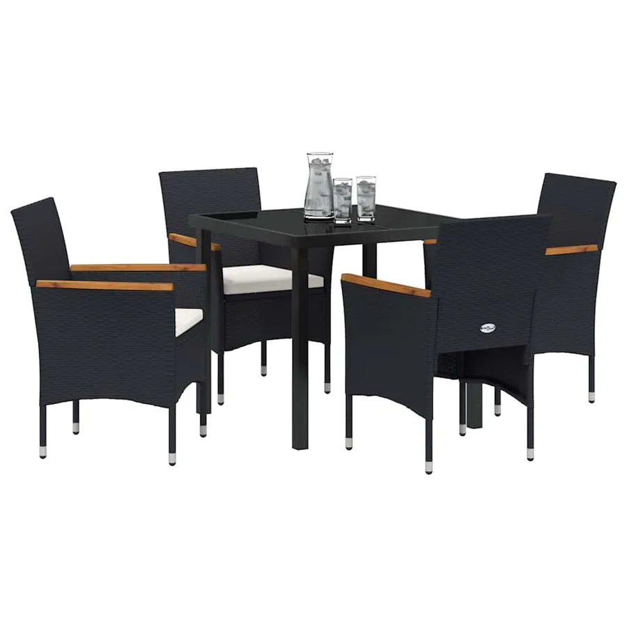 Ensemble de salle à manger pour jardin 5 pcs Noir polyrotin - 3