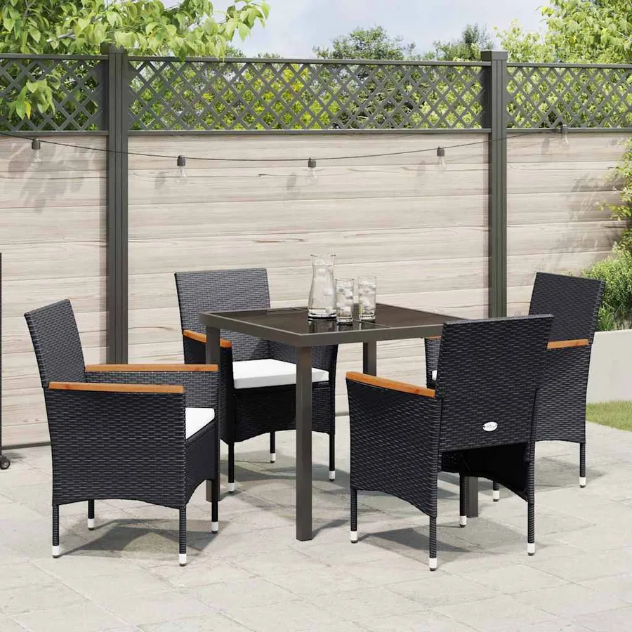 Ensemble de salle à manger pour jardin 5 pcs Noir polyrotin - 4