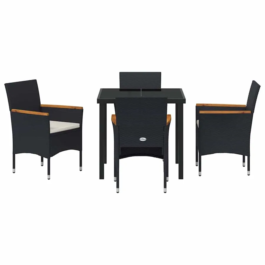 Ensemble de salle à manger pour jardin 5 pcs Noir polyrotin - 7