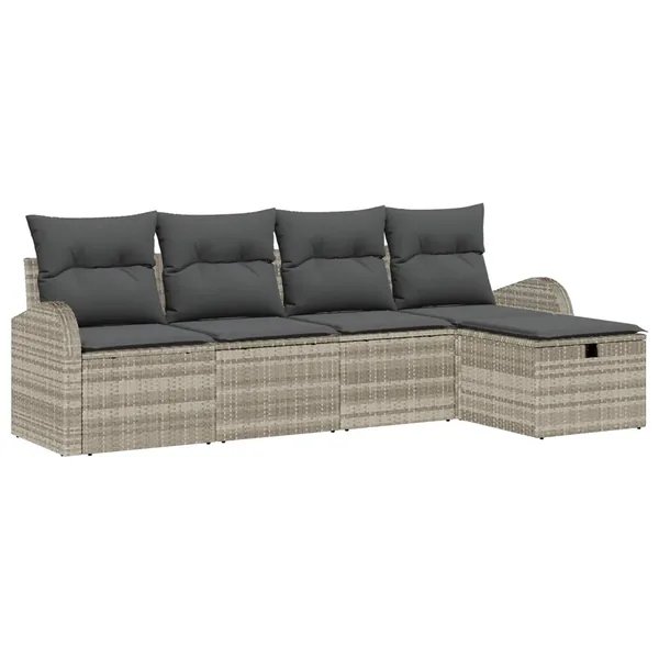 Ensemble de Canapés avec coussin Gris clair polyrotin