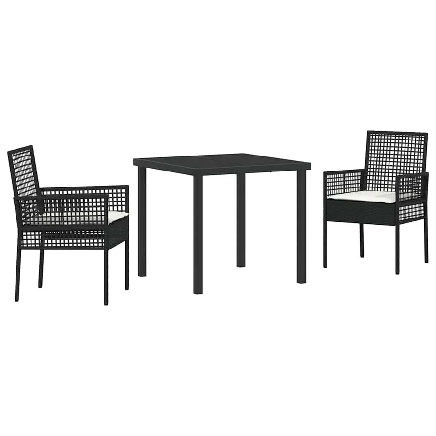 Ensemble de salle à manger pour jardin 3 pcs Noir polyrotin - 2
