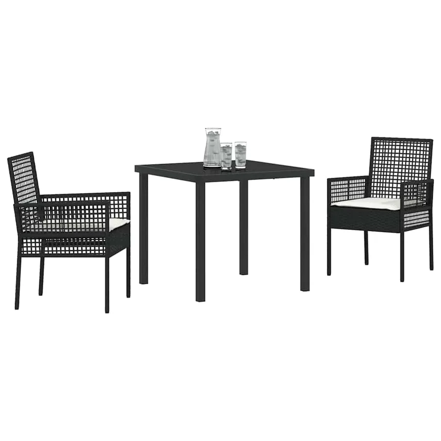 Ensemble de salle à manger pour jardin 3 pcs Noir polyrotin - 3
