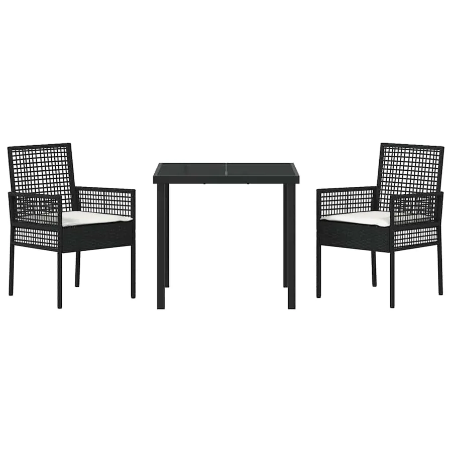 Ensemble de salle à manger pour jardin 3 pcs Noir polyrotin - 7