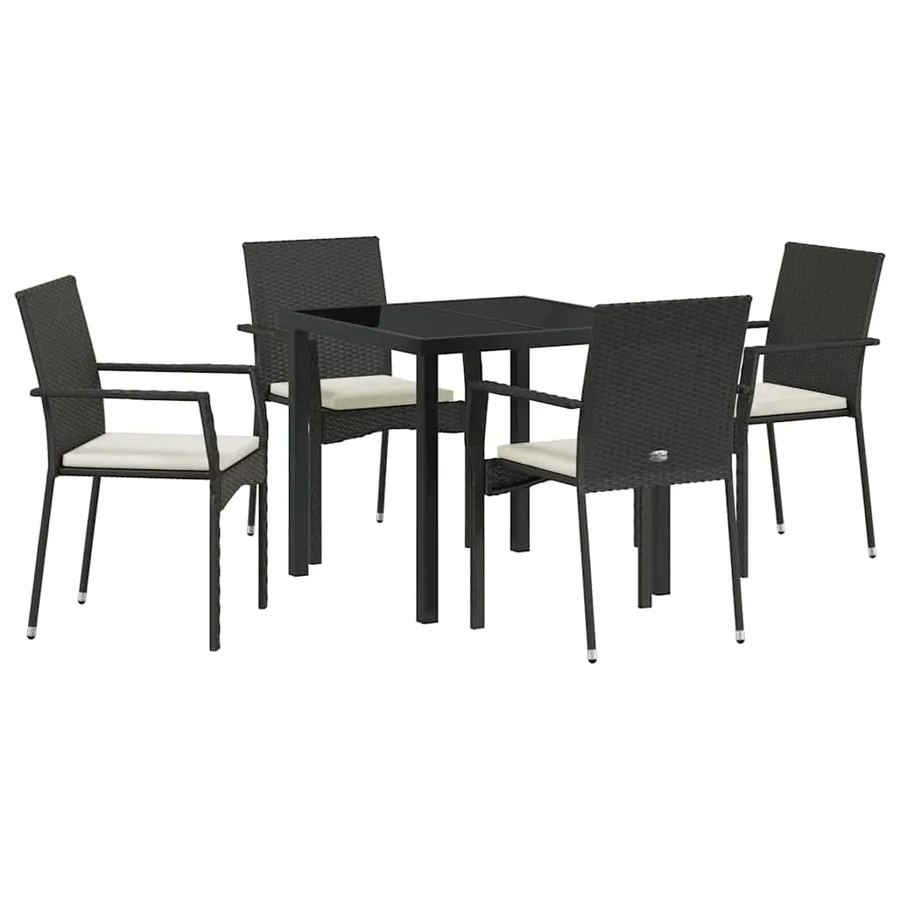 Ensemble de salle à manger pour jardin 5 pcs Noir polyrotin - 2