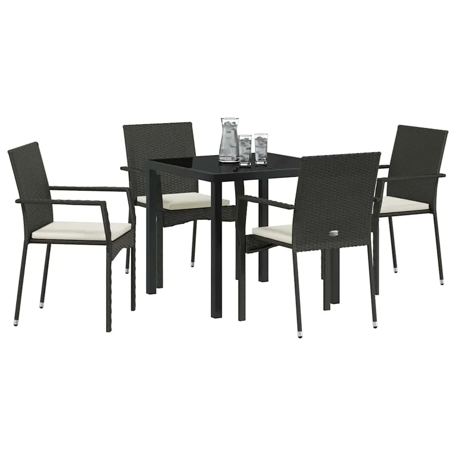 Ensemble de salle à manger pour jardin 5 pcs Noir polyrotin - 3