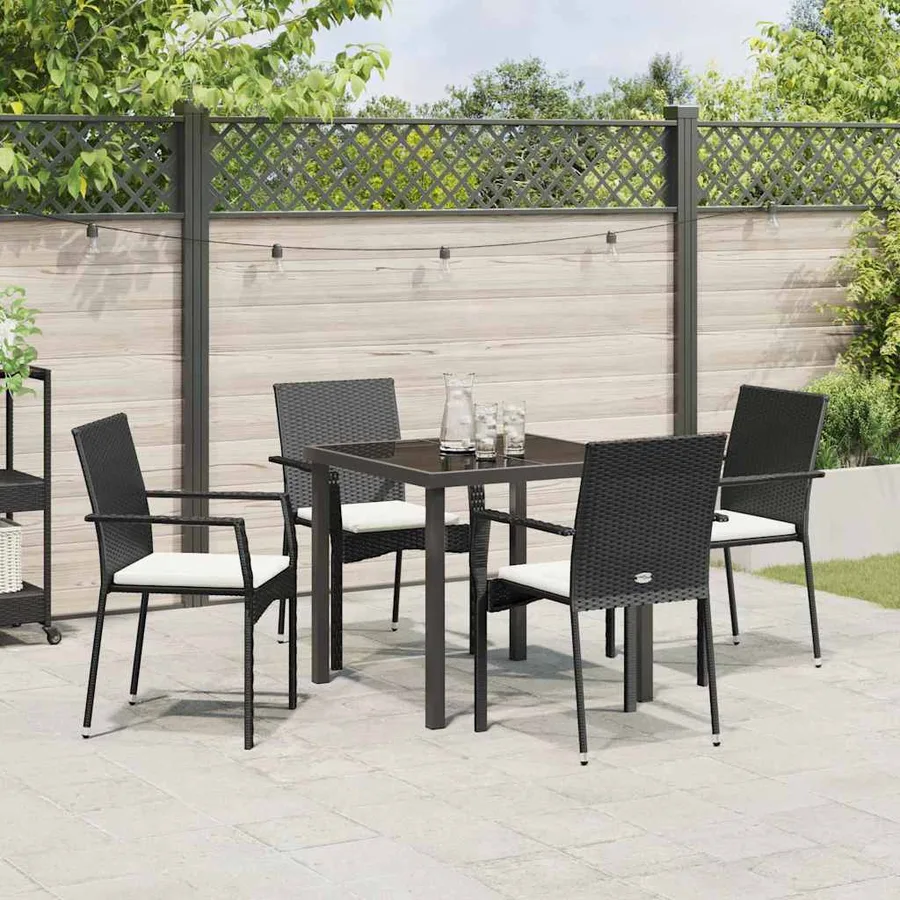 Ensemble de salle à manger pour jardin 5 pcs Noir polyrotin - 4