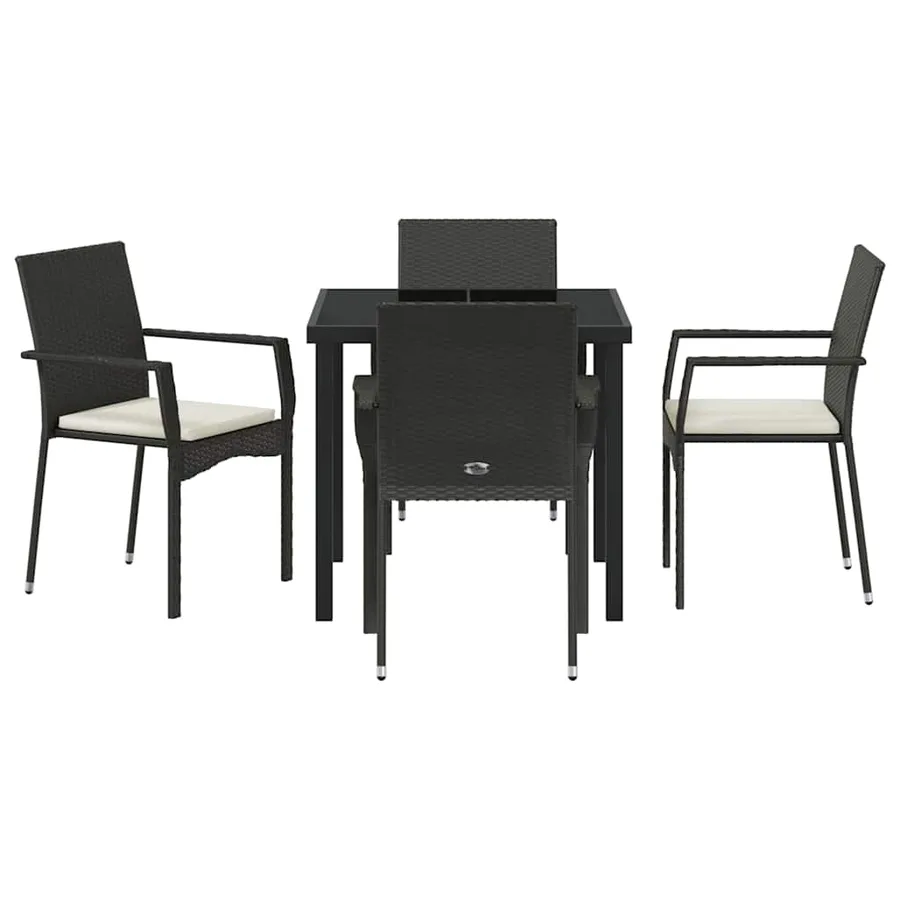 Ensemble de salle à manger pour jardin 5 pcs Noir polyrotin - 7