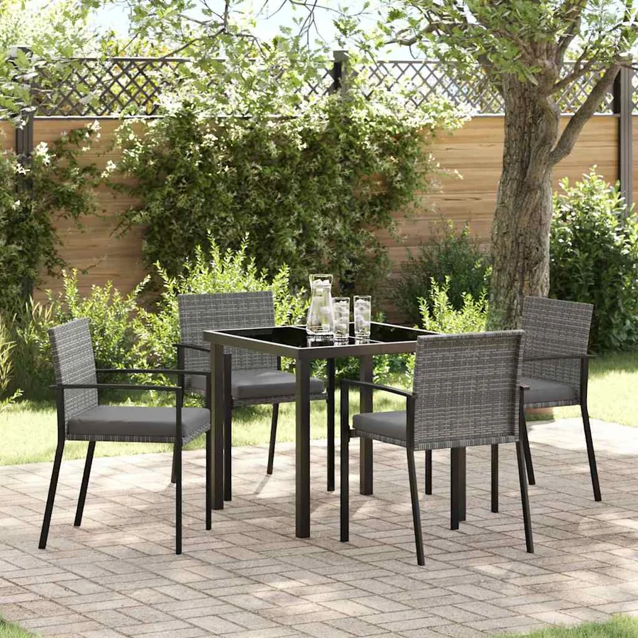 Ensemble de salle à manger pour jardin 5 pcs Gris