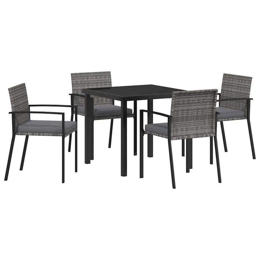 Ensemble de salle à manger pour jardin 5 pcs Gris - 2