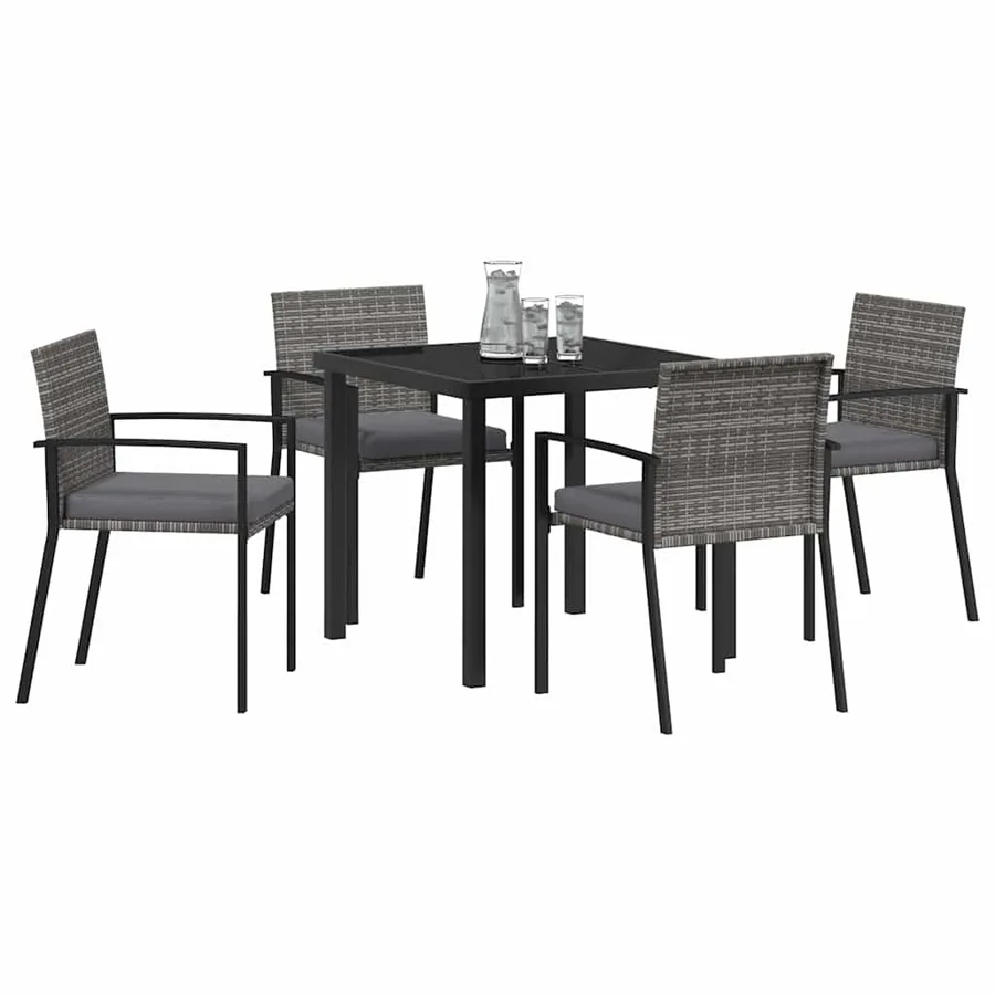 Ensemble de salle à manger pour jardin 5 pcs Gris - 3