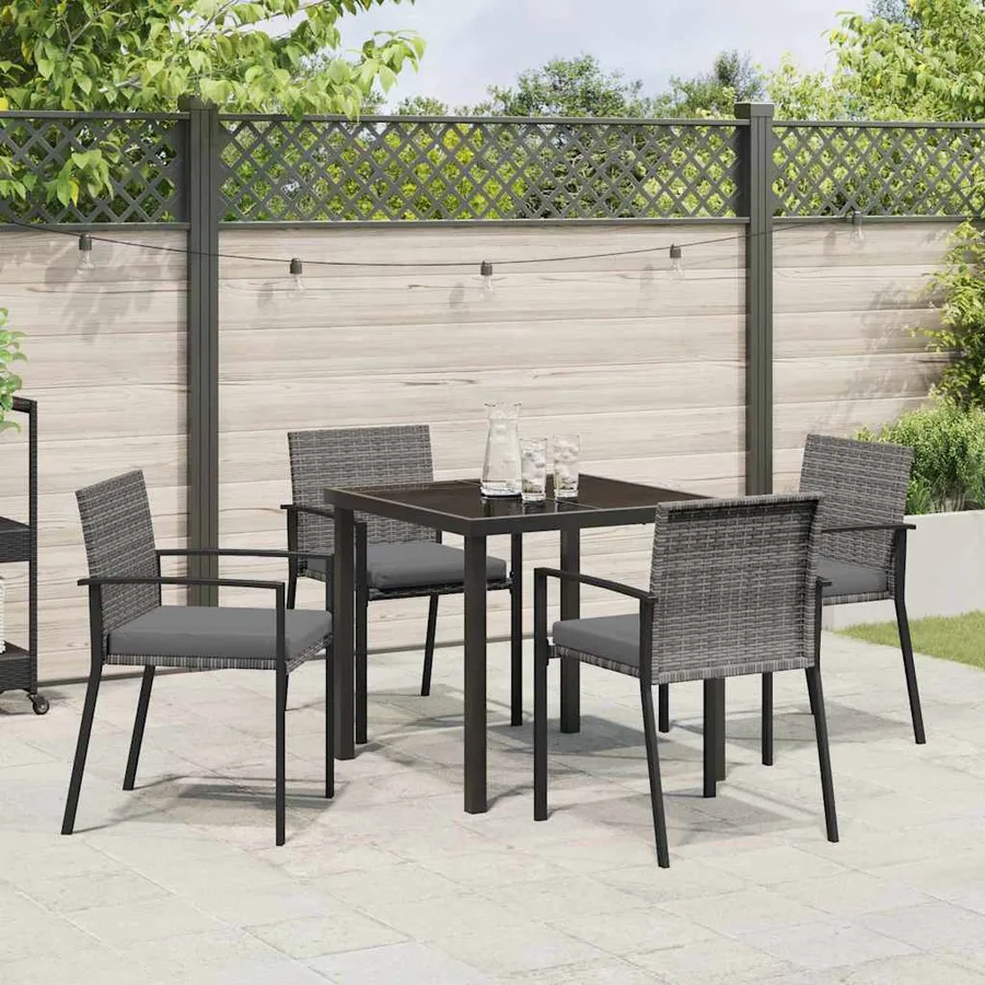 Ensemble de salle à manger pour jardin 5 pcs Gris - 4