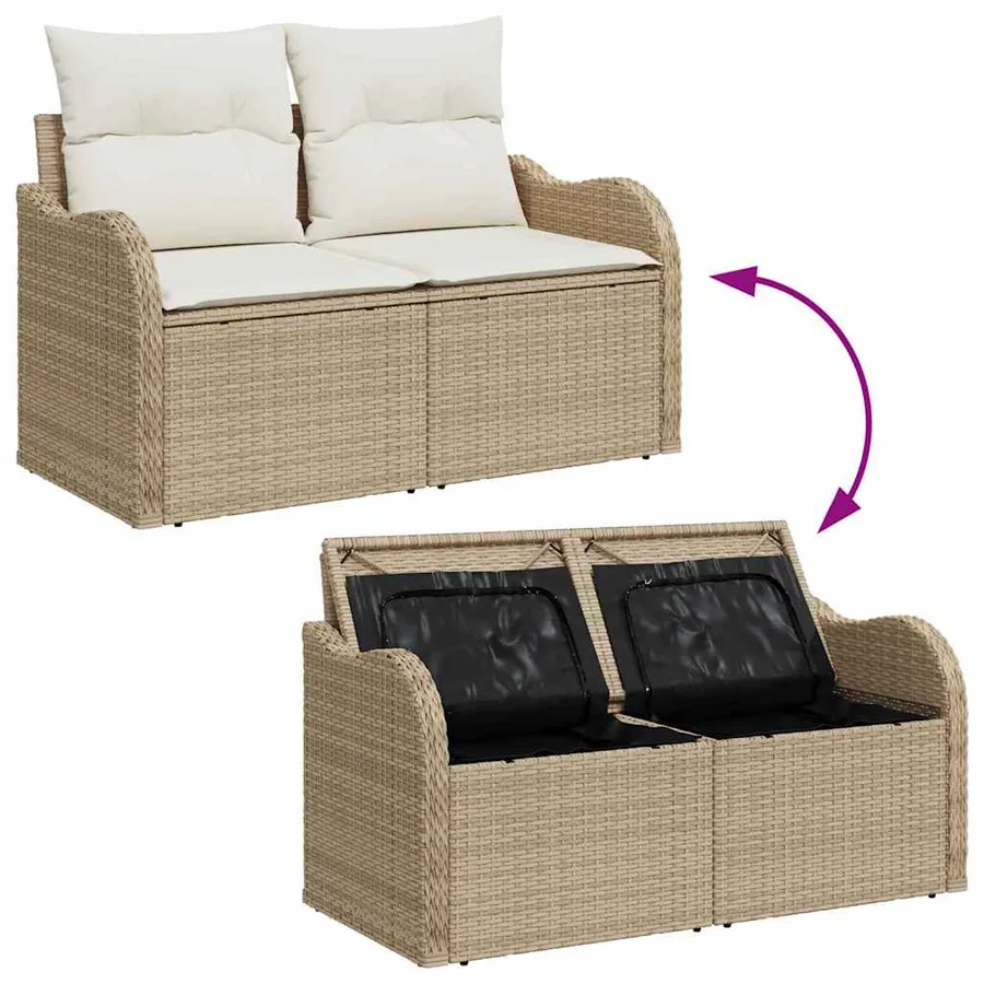 Ensemble de canapé de jardin avec coussin 4 pcs Poly rotin - 9