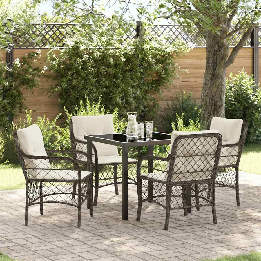 Ensemble de salle à manger pour jardin 5 pcs Marron polyrotin