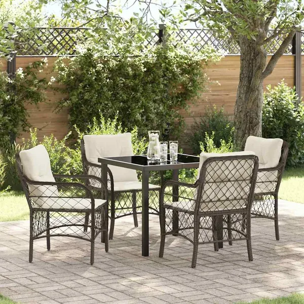 Ensemble de salle à manger pour jardin 5 pcs Marron polyrotin