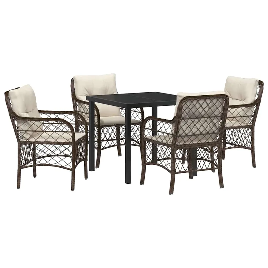 Ensemble de salle à manger pour jardin 5 pcs Marron polyrotin - 2