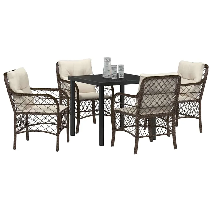Ensemble de salle à manger pour jardin 5 pcs Marron polyrotin - 3