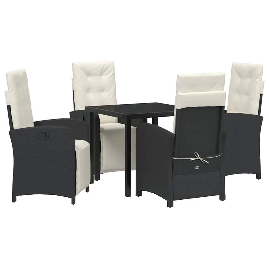 Ensemble de salle à manger pour jardin 5 pcs Noir polyrotin - 2