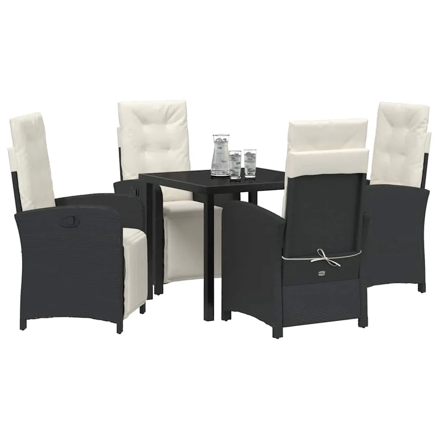 Ensemble de salle à manger pour jardin 5 pcs Noir polyrotin - 3