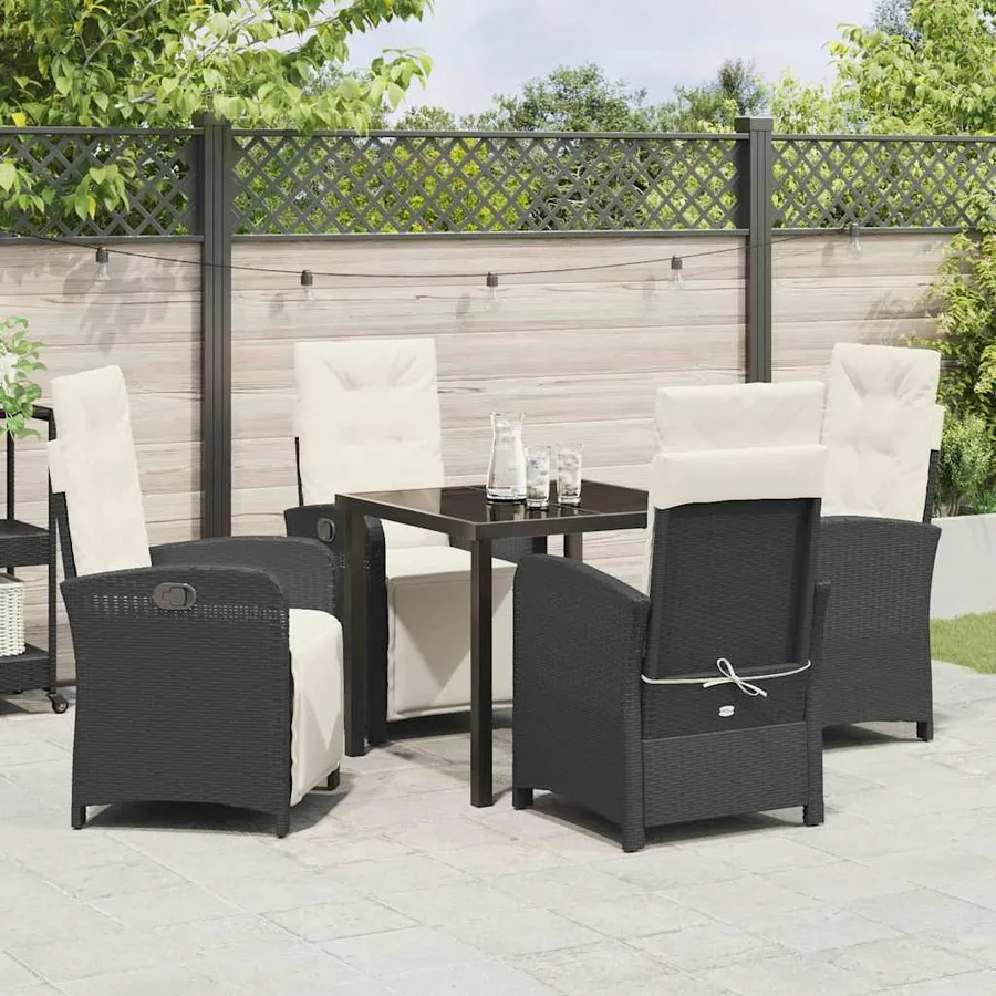 Ensemble de salle à manger pour jardin 5 pcs Noir polyrotin - 4