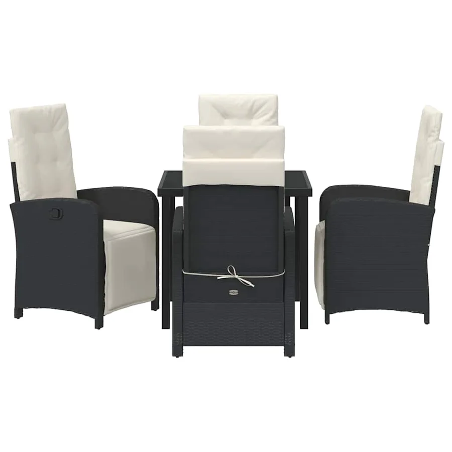 Ensemble de salle à manger pour jardin 5 pcs Noir polyrotin - 7
