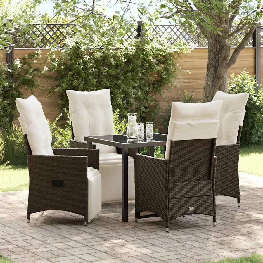 Ensemble de salle à manger pour jardin 5 pcs Marron polyrotin