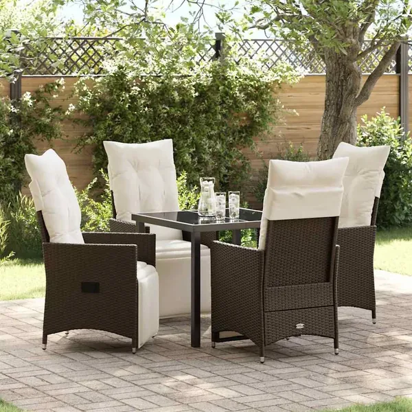 Ensemble de salle à manger pour jardin 5 pcs Marron polyrotin