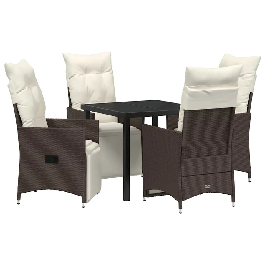 Ensemble de salle à manger pour jardin 5 pcs Marron polyrotin - 2