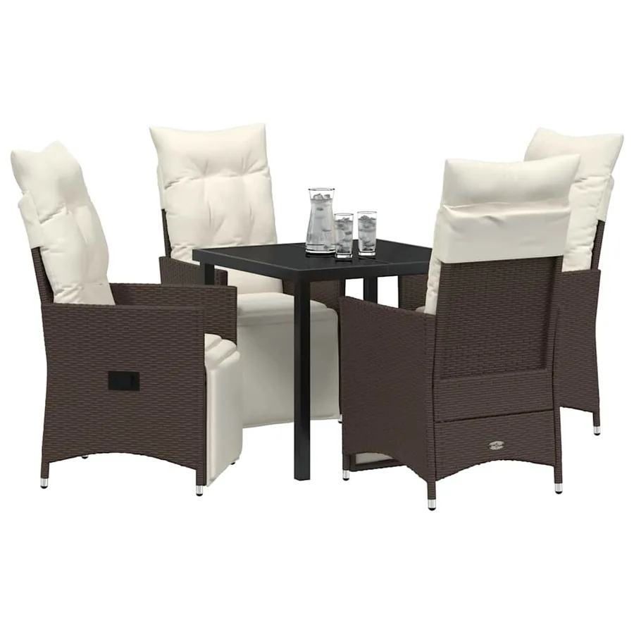 Ensemble de salle à manger pour jardin 5 pcs Marron polyrotin - 3