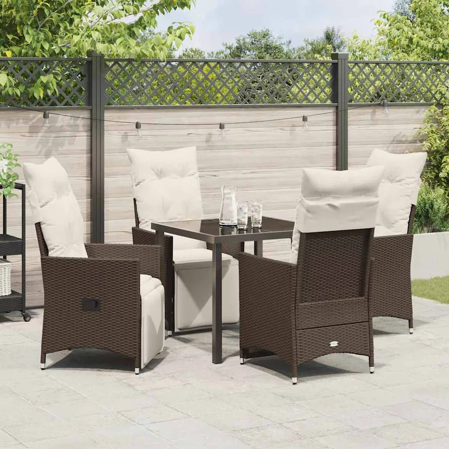 Ensemble de salle à manger pour jardin 5 pcs Marron polyrotin - 4