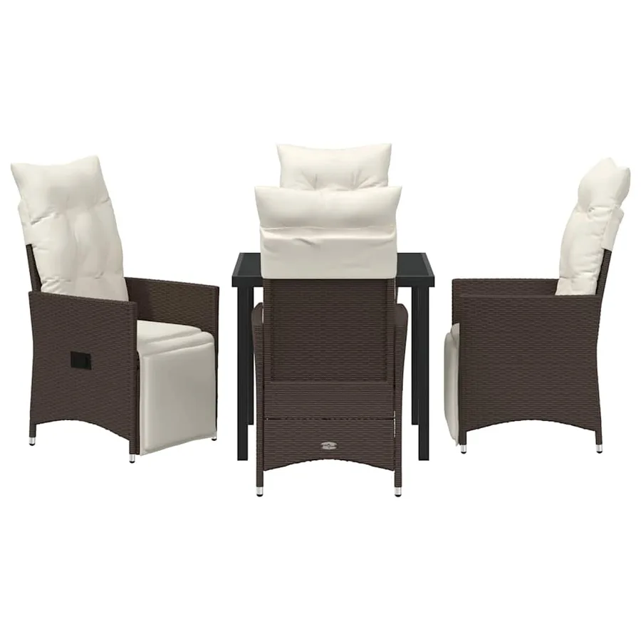 Ensemble de salle à manger pour jardin 5 pcs Marron polyrotin - 7